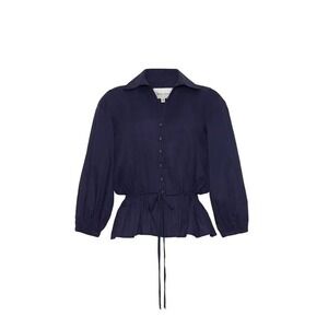 Cara Cara Allegra Top Women's Blouse Top XS Navy Blue Peplum